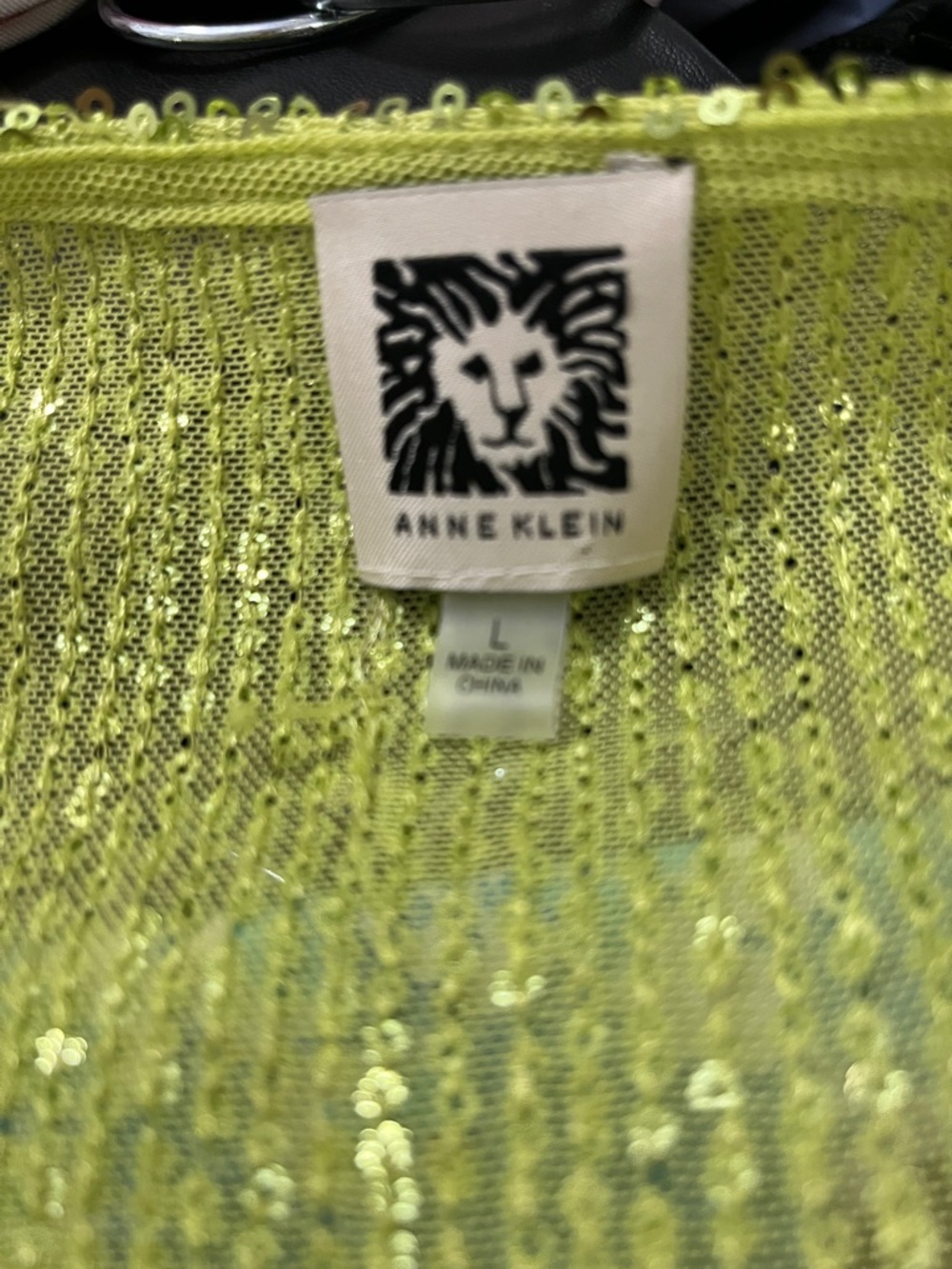 Anne Klein Lime Sequin Open Cardigan w/ Matching Tank - Picture 2 of 9
